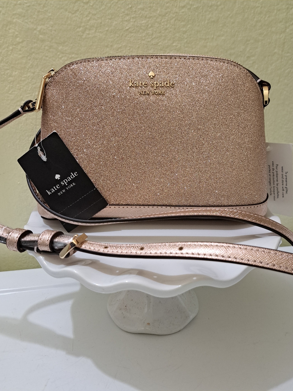 kate spade New York Rose Gold Glitter Small Dome Crossbody